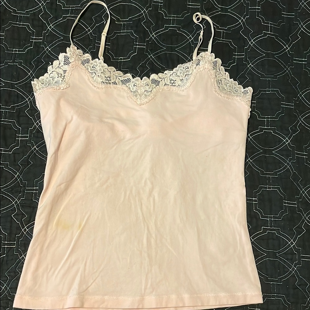 Aeropostale pink lace trim built in bra camisole
